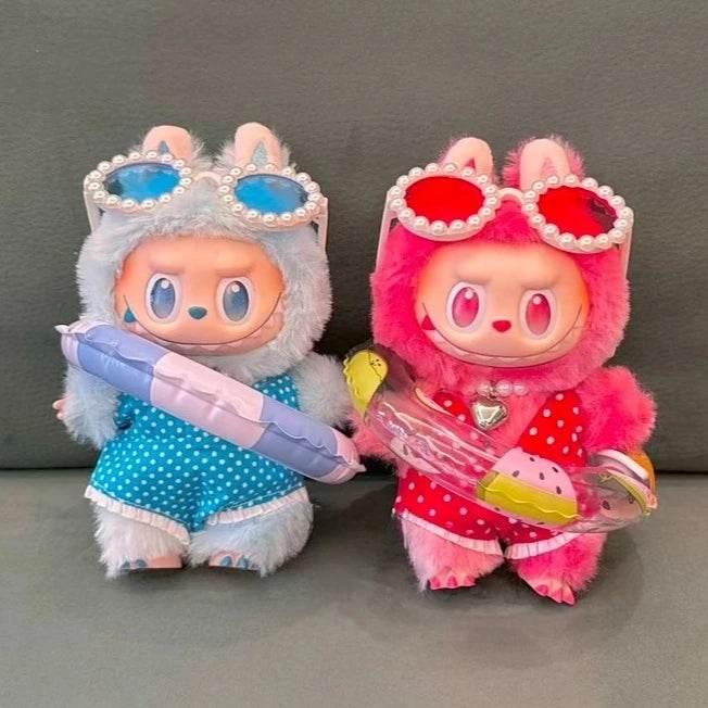 Adorable Doll Beach Outfit Set with Summer Shirts Glasses and Hats for Labubu Dolls Labubu - ToylandEU