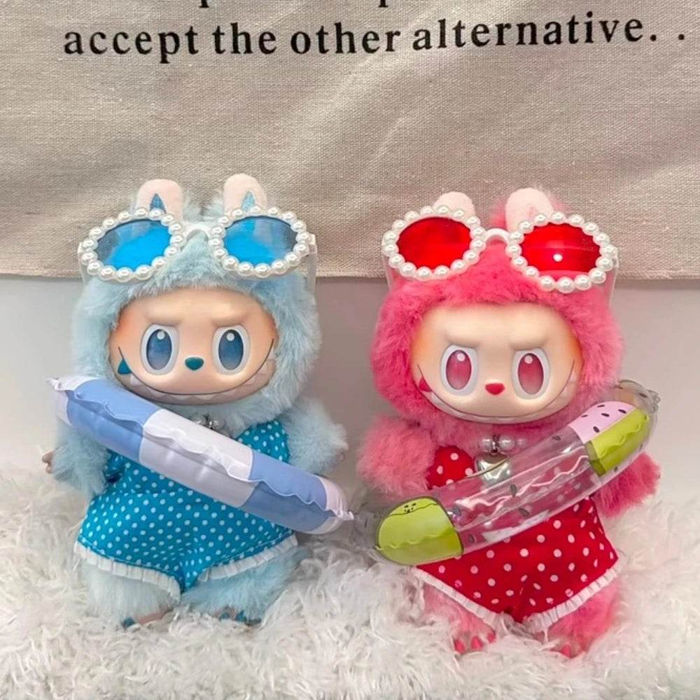 Adorable Doll Beach Outfit Set with Summer Shirts Glasses and Hats for Labubu Dolls Labubu - ToylandEU