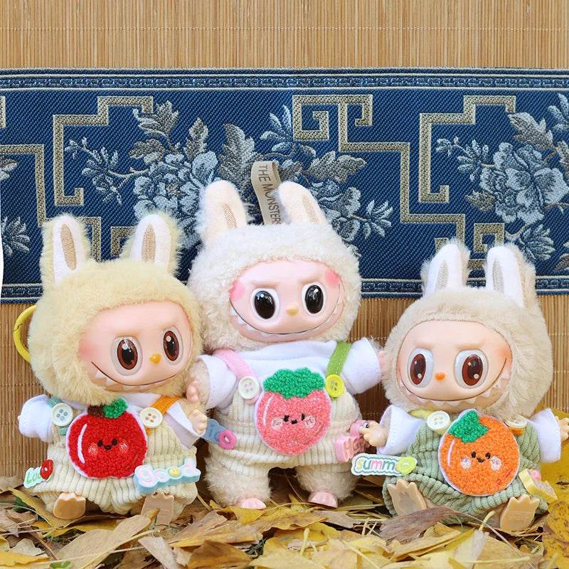 Adorable Doll Outfit Set with Cute Fruit T-shirt and Corduroy Overalls for 17cm Labubu Dolls - ToylandEU