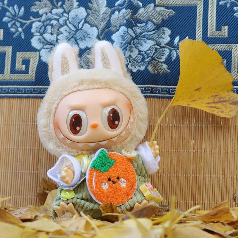 Adorable Doll Outfit Set with Cute Fruit T-shirt and Corduroy Overalls for 17cm Labubu Dolls - ToylandEU