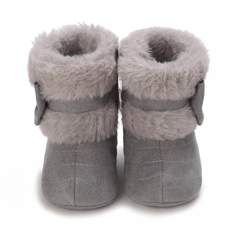 Adorable Fleece-Lined Baby Girls' Knee-High Boots with Bowknot for Cozy Indoor Walks - ToylandEU