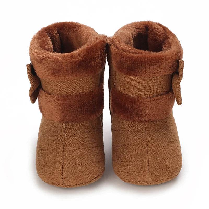 Adorable Fleece-Lined Bowknot Boots for Baby Girls - Cozy Indoor Footwear for Autumn and Winter - ToylandEU
