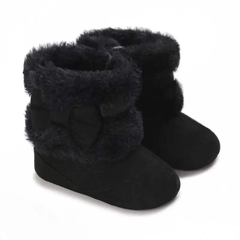 Adorable Fleece-Lined Bowknot Boots for Baby Girls - Cozy Indoor Footwear for Autumn and Winter -  ToylandEU™