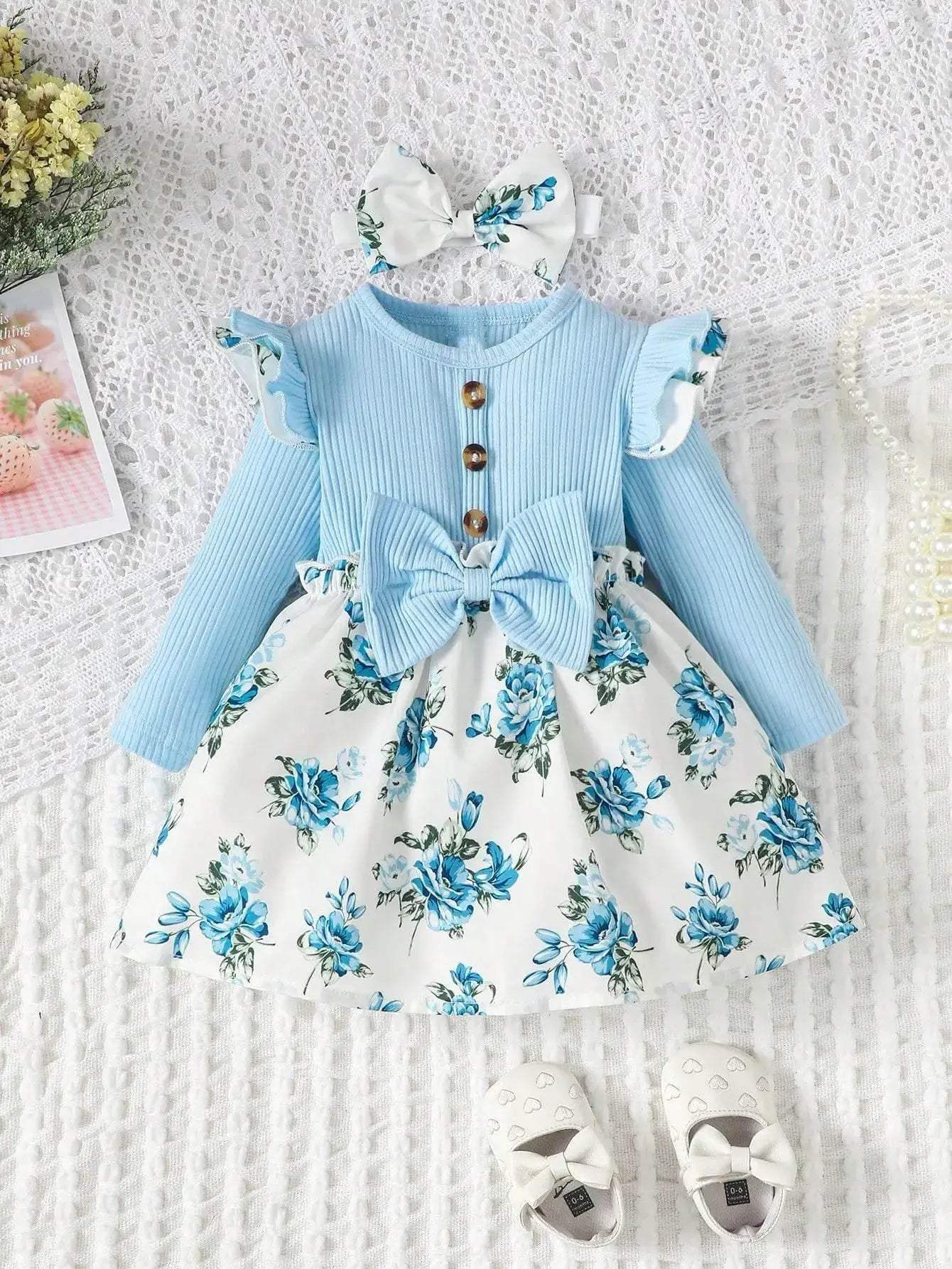  Adorable Floral Print 0to1Y Baby Dress Set Toyland EU -  ToylandEU™