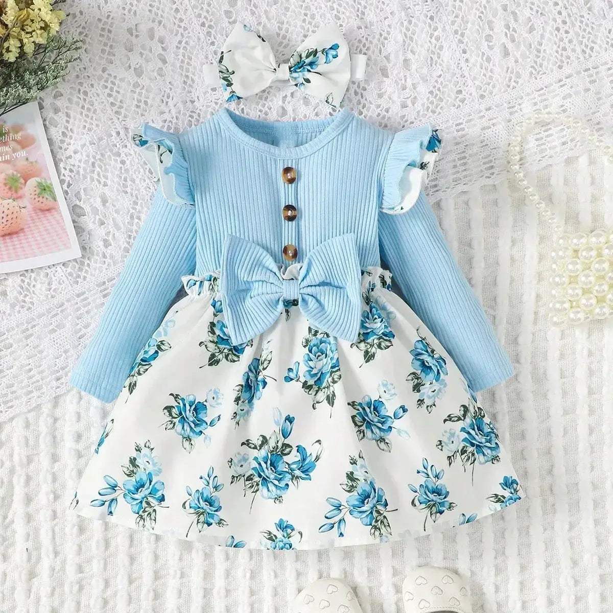  Adorable Floral Print 0to1Y Baby Dress Set Toyland EU -  ToylandEU™
