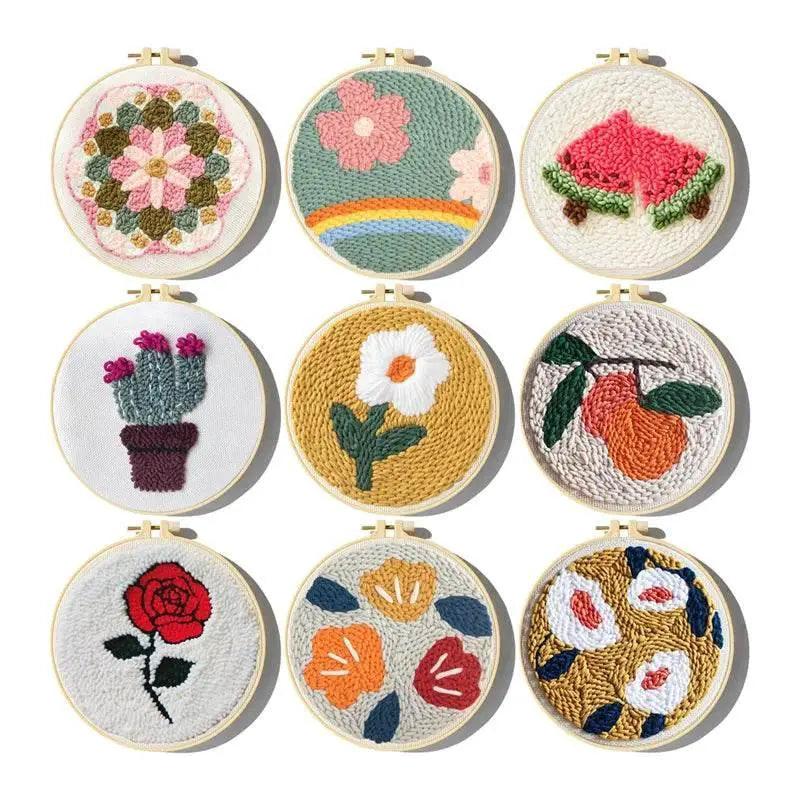  Adorable Flower and Fruit Punch Needle Embroidery Kit for Beginners - Perfect for Home Decoration -  ToylandEU™