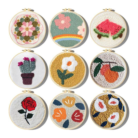 Adorable Flower and Fruit Punch Needle Embroidery Kit for Beginners - Perfect for Home Decoration - ToylandEU