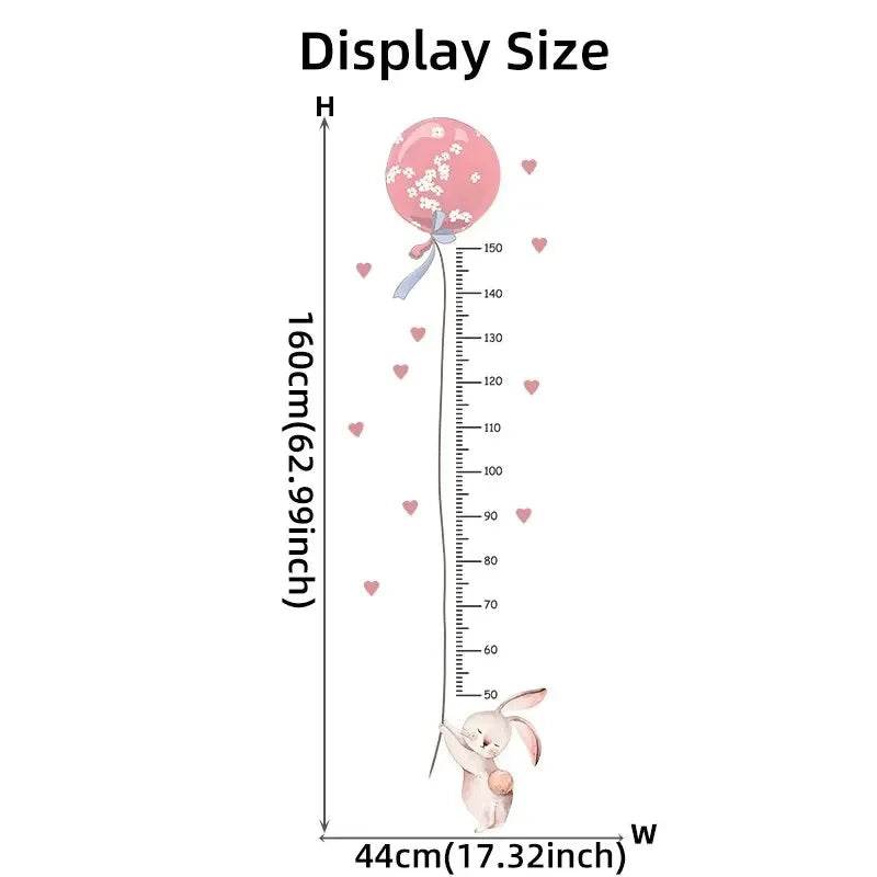 Adorable Height Chart Wall Stickers Pink Rabbit For Kids - ToylandEU