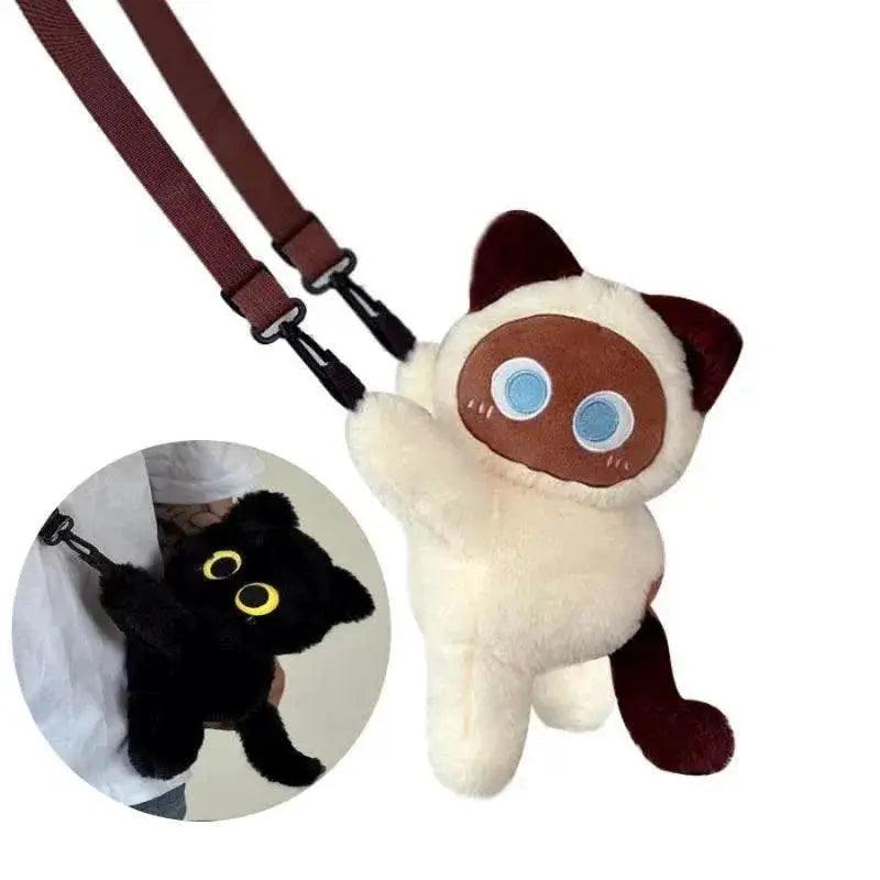  Adorable Kawaii Cat Plush Shoulder Bag with Big Eyes - Cute Doll Fur  -  ToylandEU™