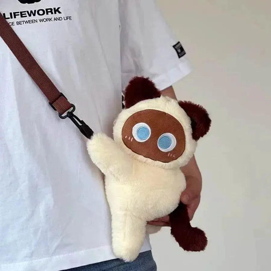  Adorable Kawaii Cat Plush Shoulder Bag with Big Eyes - Cute Doll Fur  -  ToylandEU™