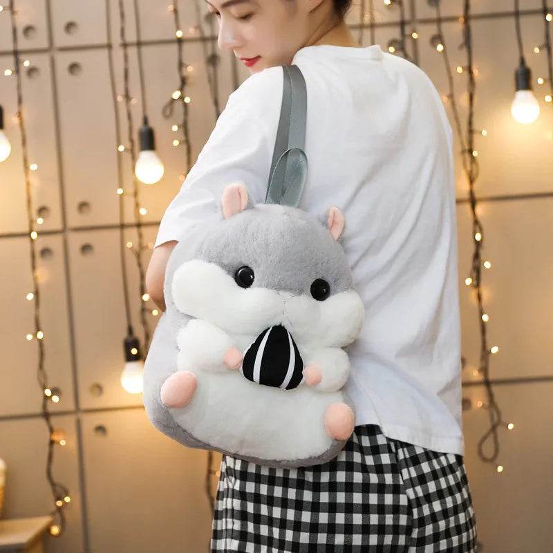 Adorable Kawaii Hamster Plush Backpack - Cute 35cm Shoulder Bag - ToylandEU