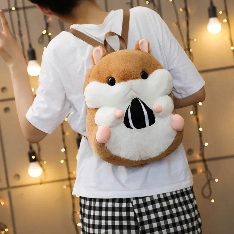 Adorable Kawaii Hamster Plush Backpack - Cute 35cm Shoulder Bag - ToylandEU