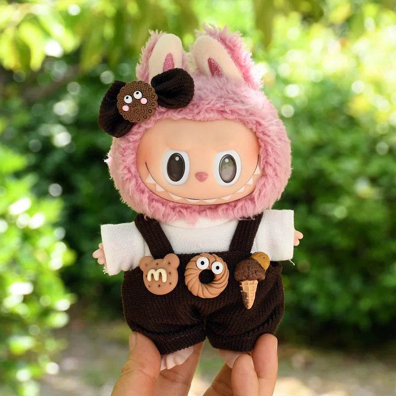 Adorable Mini Plush Doll Outfit Set with Skirt and Hat for 17cm Labubu and Kpop Idol Dolls - ToylandEU