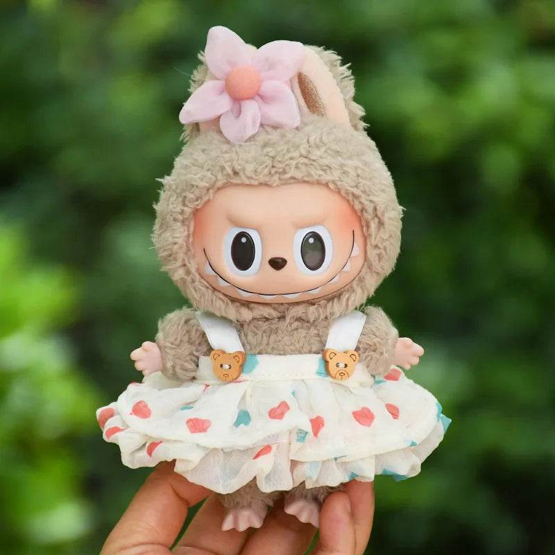 Adorable Mini Plush Doll Outfit Set with Skirt and Hat for 17cm Labubu and Kpop Idol Dolls - ToylandEU