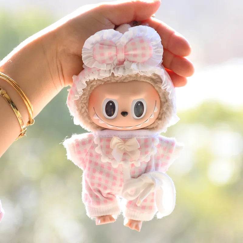 Adorable Mini Plush Doll Outfit Set with Skirt and Hat for 17cm Labubu and Kpop Idol Dolls - ToylandEU
