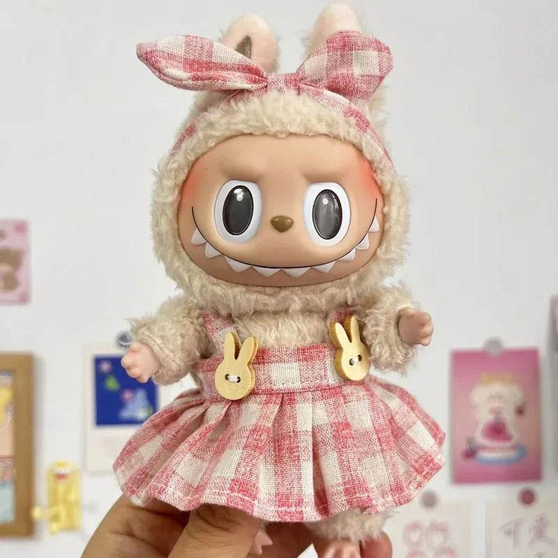 Adorable Mini Plush Doll Outfit Set with Skirt and Hat for 17cm Labubu and Kpop Idol Dolls - ToylandEU