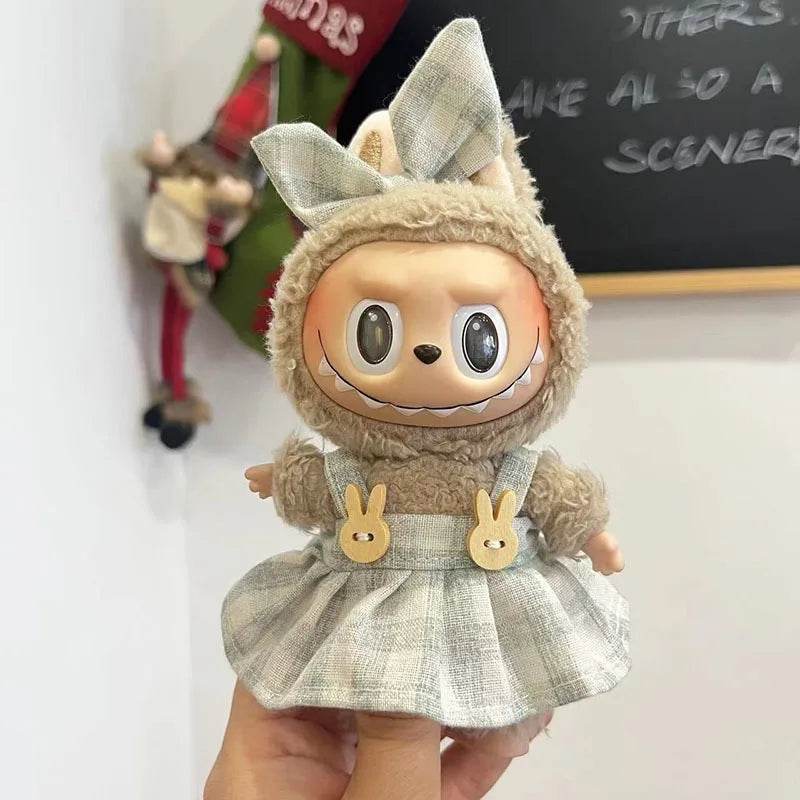 Adorable Mini Plush Doll Outfit Set with Skirt and Hat for 17cm Labubu and Kpop Idol Dolls - ToylandEU