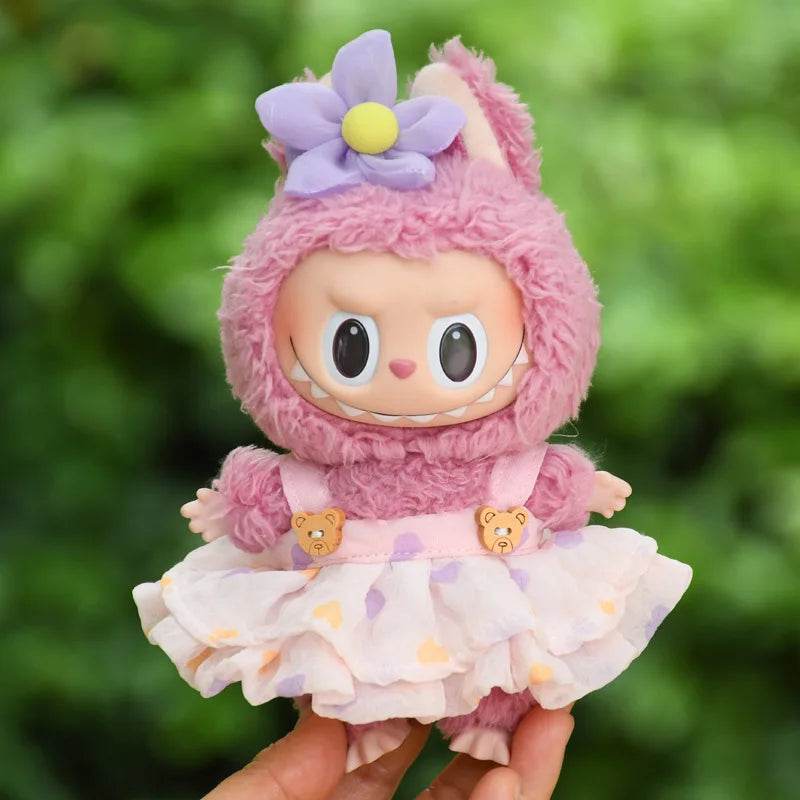 Adorable Mini Plush Doll Outfit Set with Skirt and Hat for 17cm Labubu and Kpop Idol Dolls - ToylandEU
