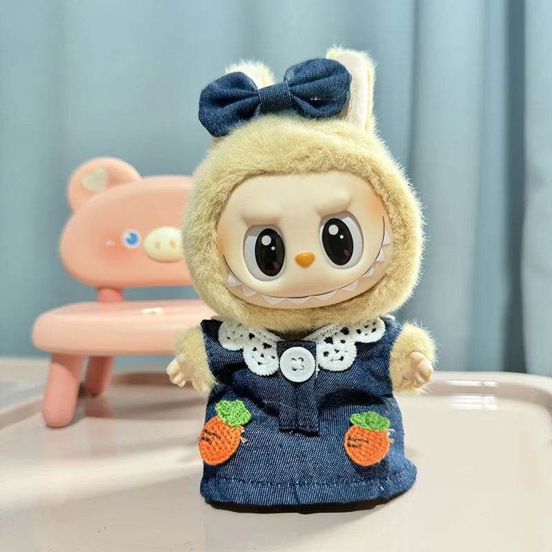 Adorable Mini Plush Doll Outfit Set with Skirt and Hat for 17cm Labubu and Kpop Idol Dolls - ToylandEU