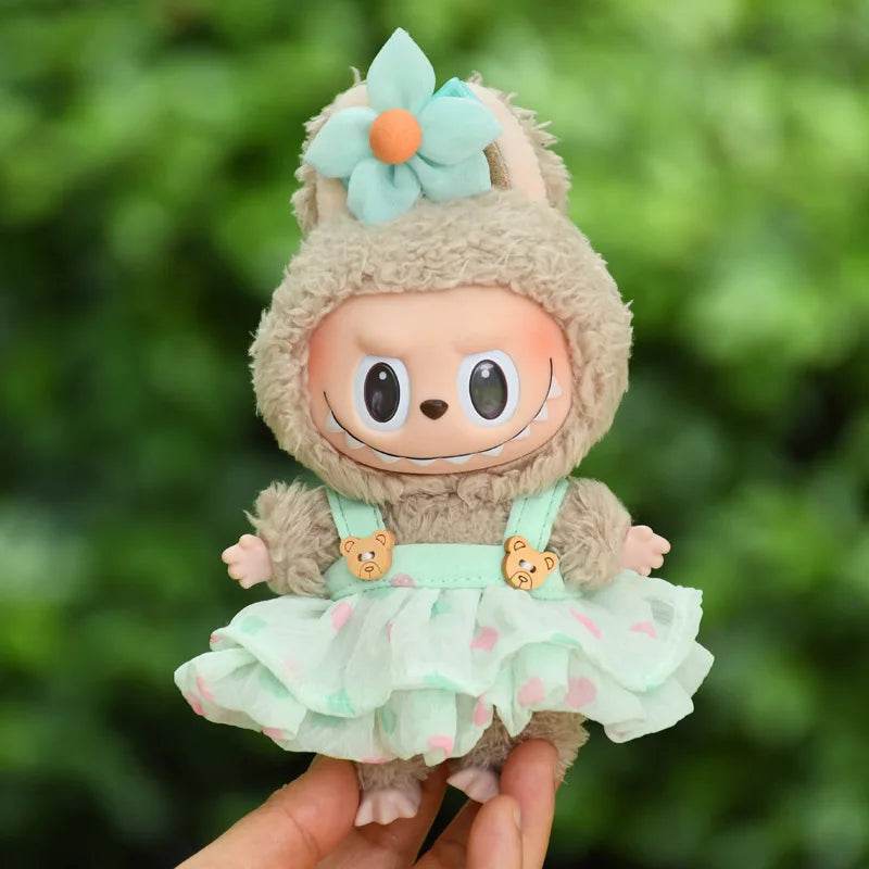 Adorable Mini Plush Doll Outfit Set with Skirt and Hat for 17cm Labubu and Kpop Idol Dolls - ToylandEU