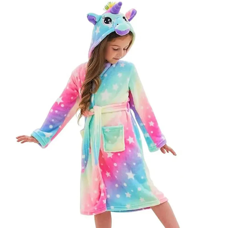 Adorable Pink Princess Bath Robe With Unicorn Print For Girls 7 To 13 - ToylandEU