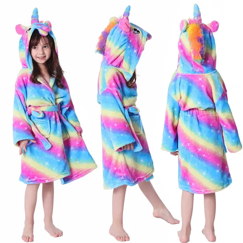 Adorable Pink Princess Bath Robe With Unicorn Print For Girls 7 To 13 - ToylandEU