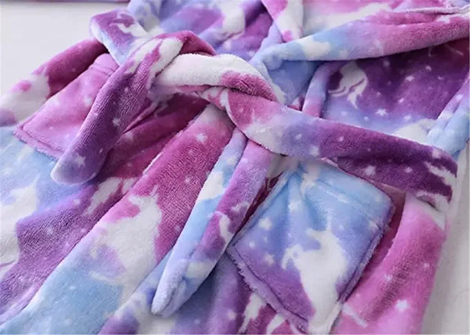Adorable Pink Princess Bath Robe With Unicorn Print For Girls 7 To 13 - ToylandEU