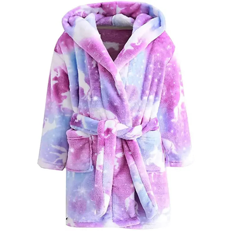 Adorable Pink Princess Bath Robe With Unicorn Print For Girls 7 To 13 - ToylandEU
