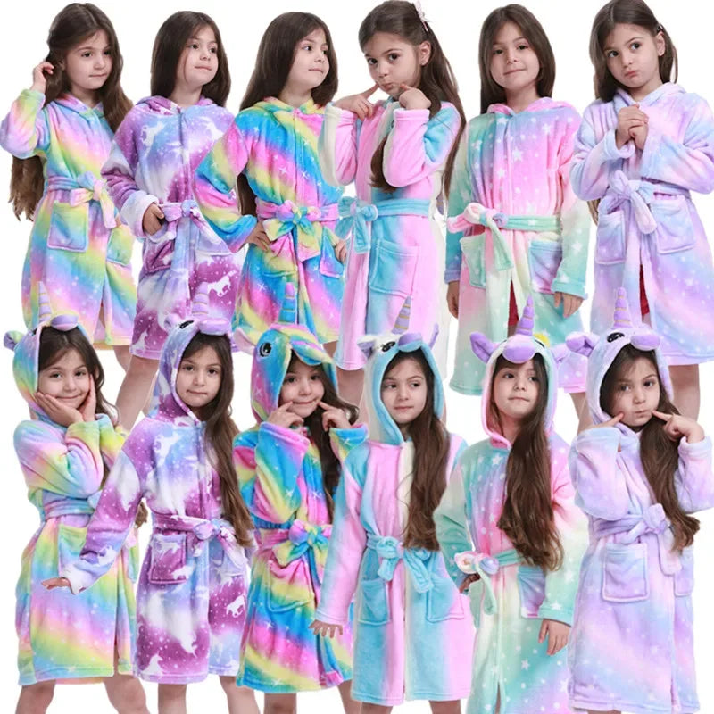 Adorable Pink Princess Bath Robe With Unicorn Print For Girls 7 To 13 - ToylandEU