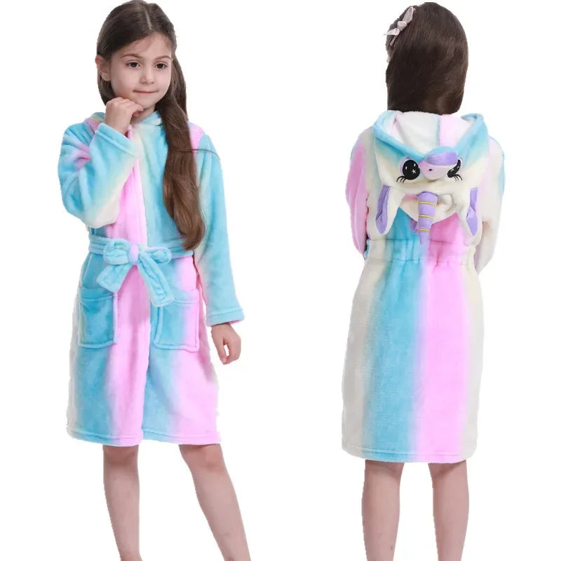 Adorable Pink Princess Bath Robe With Unicorn Print For Girls 7 To 13 - ToylandEU