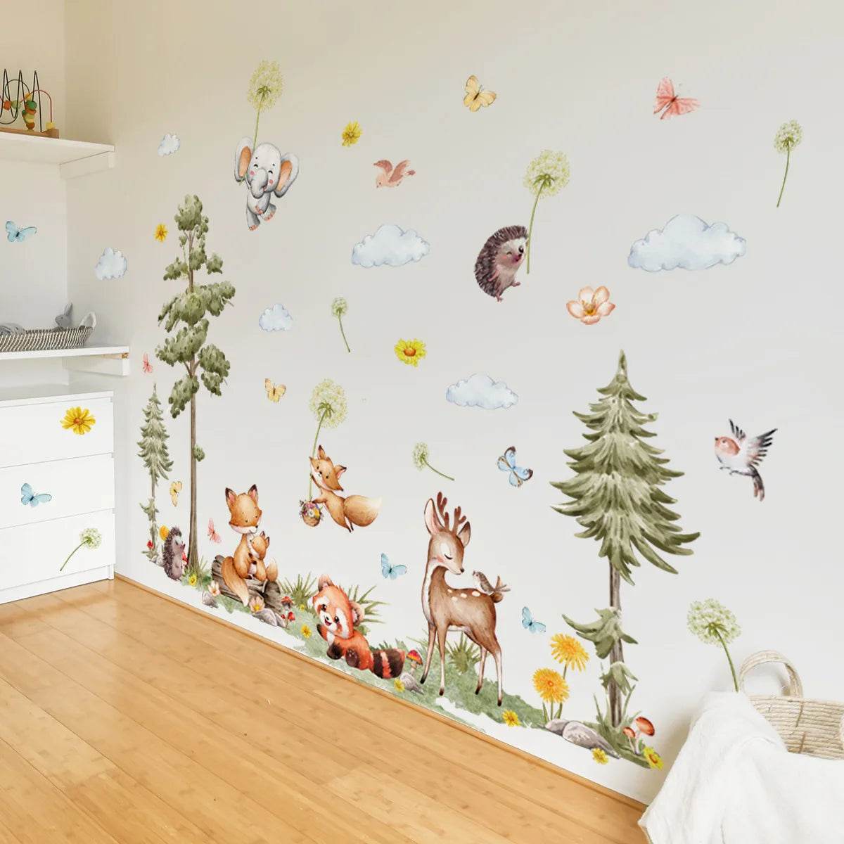 Adorable Wall Stickers Forest Animals Fox Hedgehog For Kids - ToylandEU