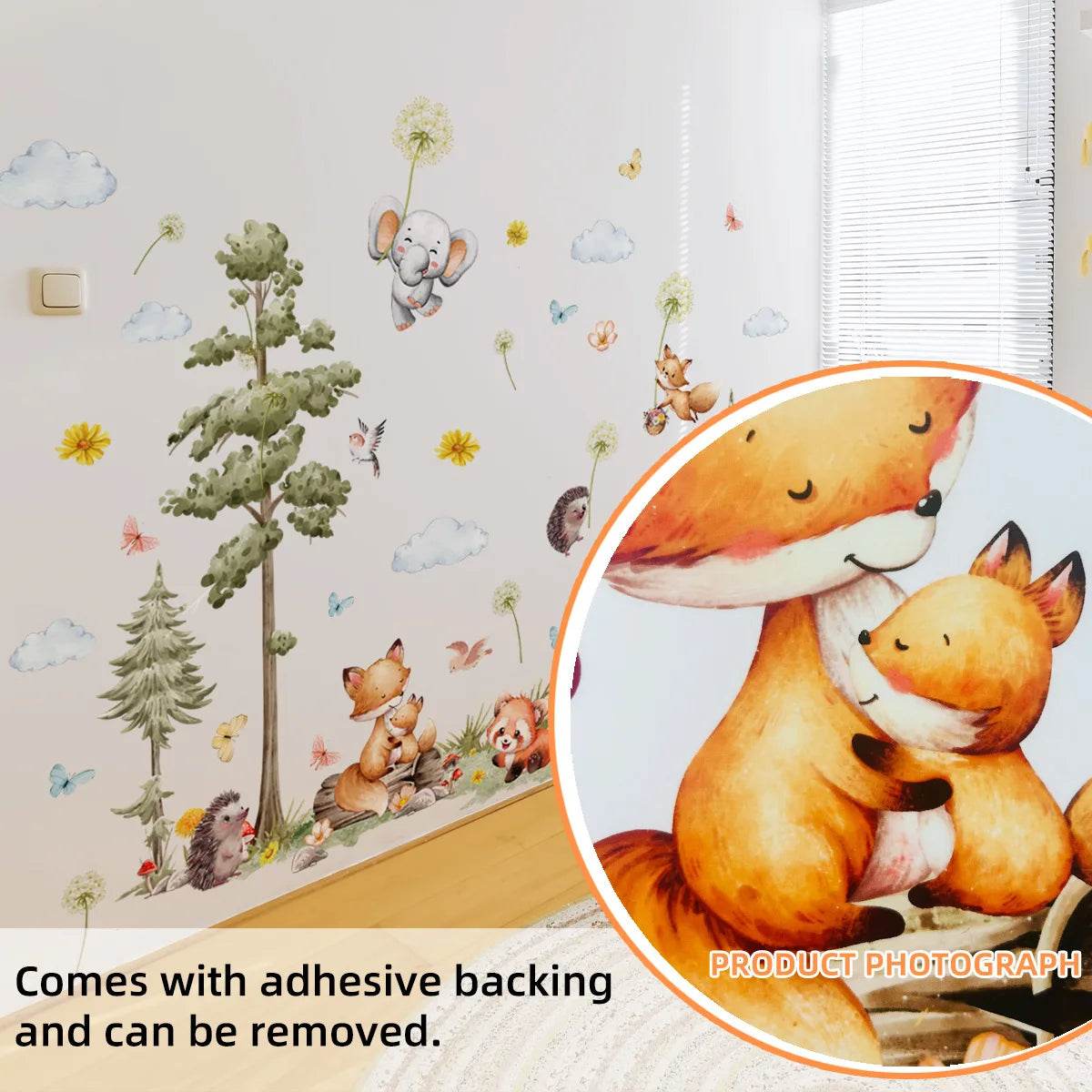 Adorable Wall Stickers Forest Animals Fox Hedgehog For Kids - ToylandEU
