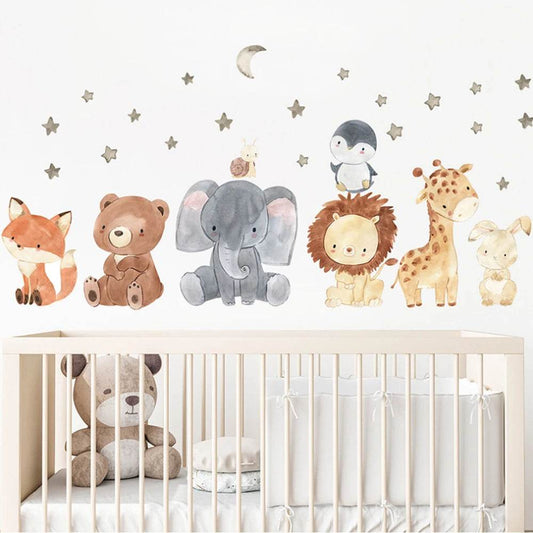 Adorable Watercolor Africa Animals Wall Stickers for Kids - ToylandEU