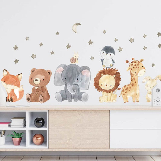 Adorable Watercolor Africa Animals Wall Stickers for Kids - ToylandEU