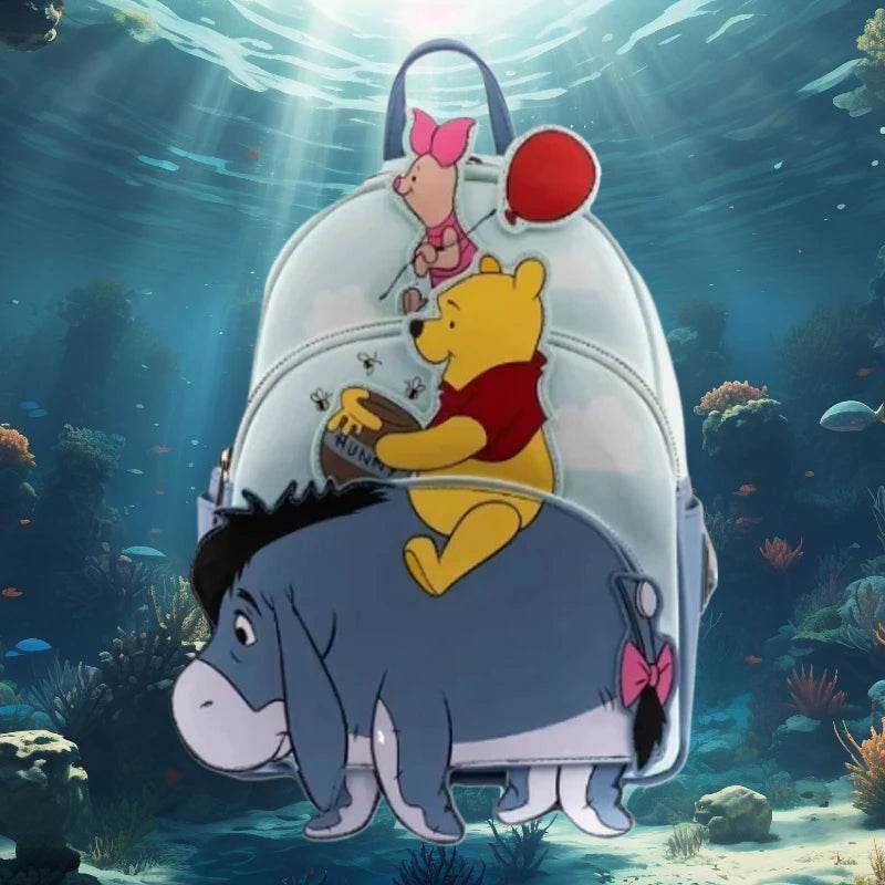 Adorable Winnie The Pooh Mini Backpack With Triple Pocket And Durable Polyester For Girls School Bag - ToylandEU