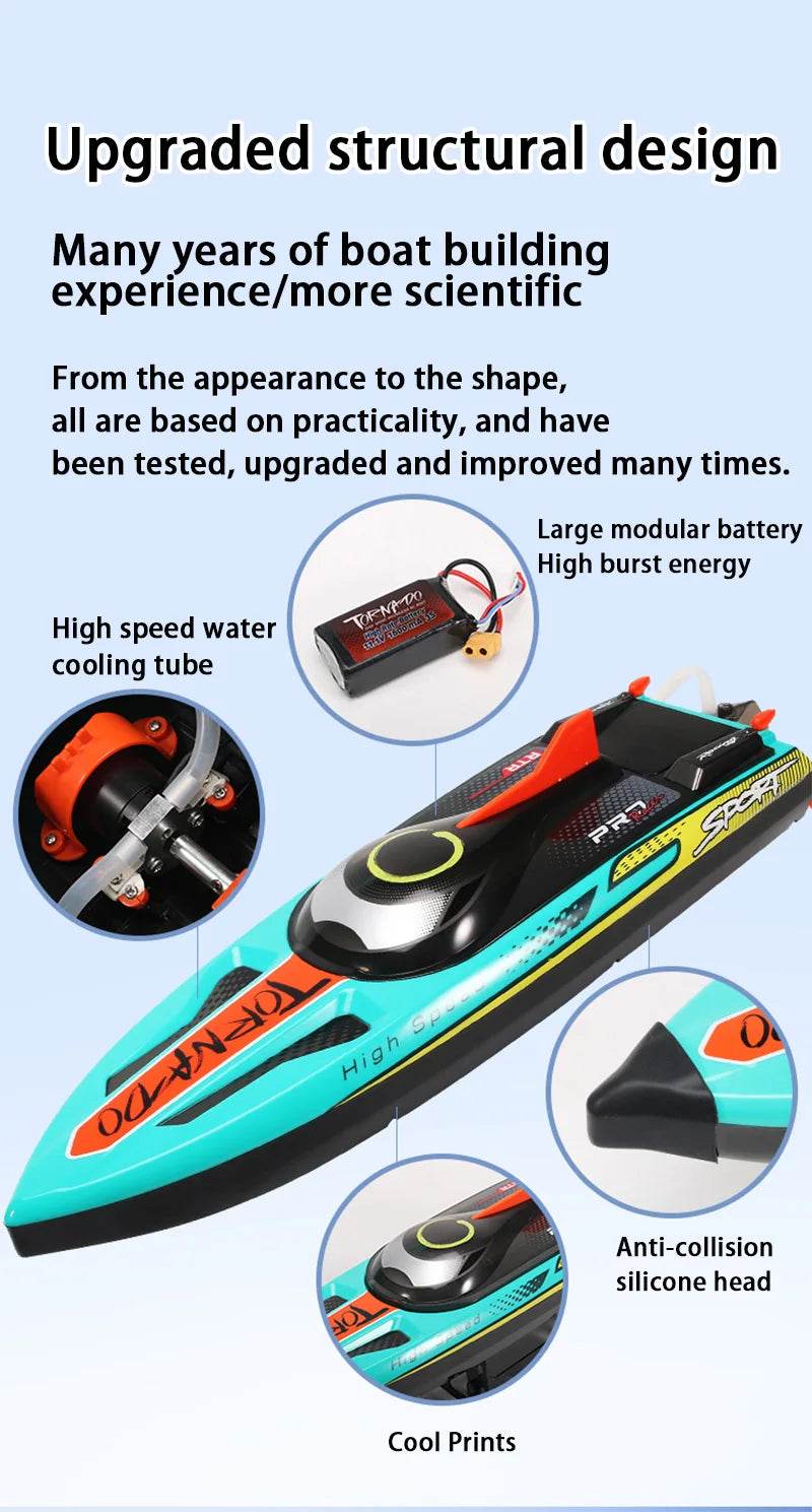 Adult And Child Enthusiasts Remote Control Boat 70 Kilometers Per Hour LED Light - ToylandEU