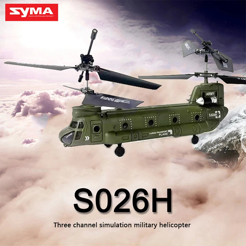 RC Remote Control Chinook CH-47 Helicopter Model S026H - 2.4G Double Paddle Transport Aircraft for Kids & Boys