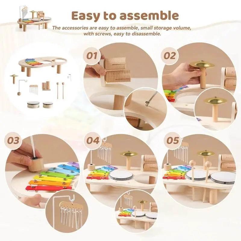  Aeolian Bells Wooden Montessori Xylophone Toy For Newborns Non Toxic Wood Educational Music Table -  ToylandEU™