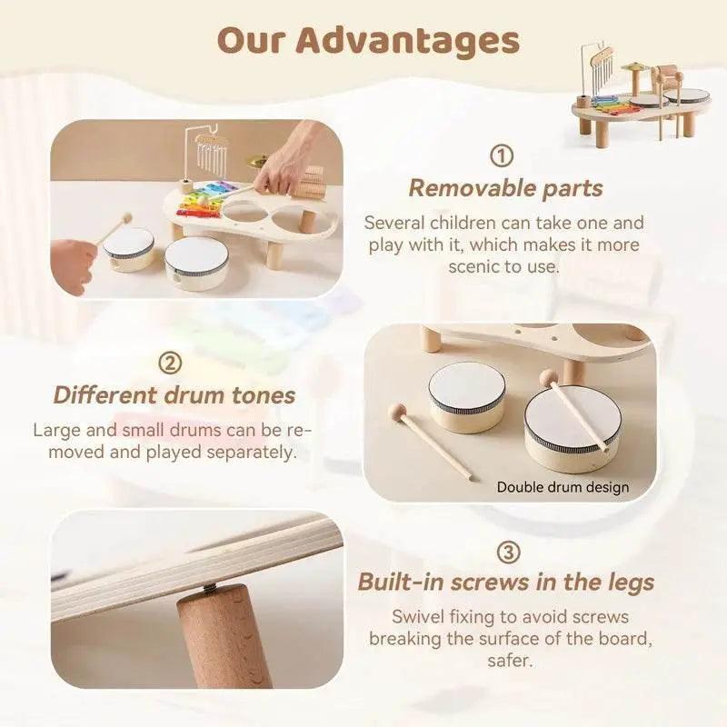  Aeolian Bells Wooden Montessori Xylophone Toy For Newborns Non Toxic Wood Educational Music Table -  ToylandEU™