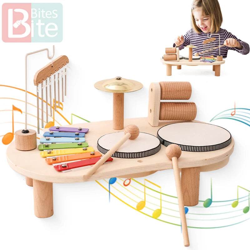 Baby Educational Toys Wooden Aeolian Bells Montessori Musical Toys Xylophone Newborn Birthday Gifts Music Table Toys - ToylandEU