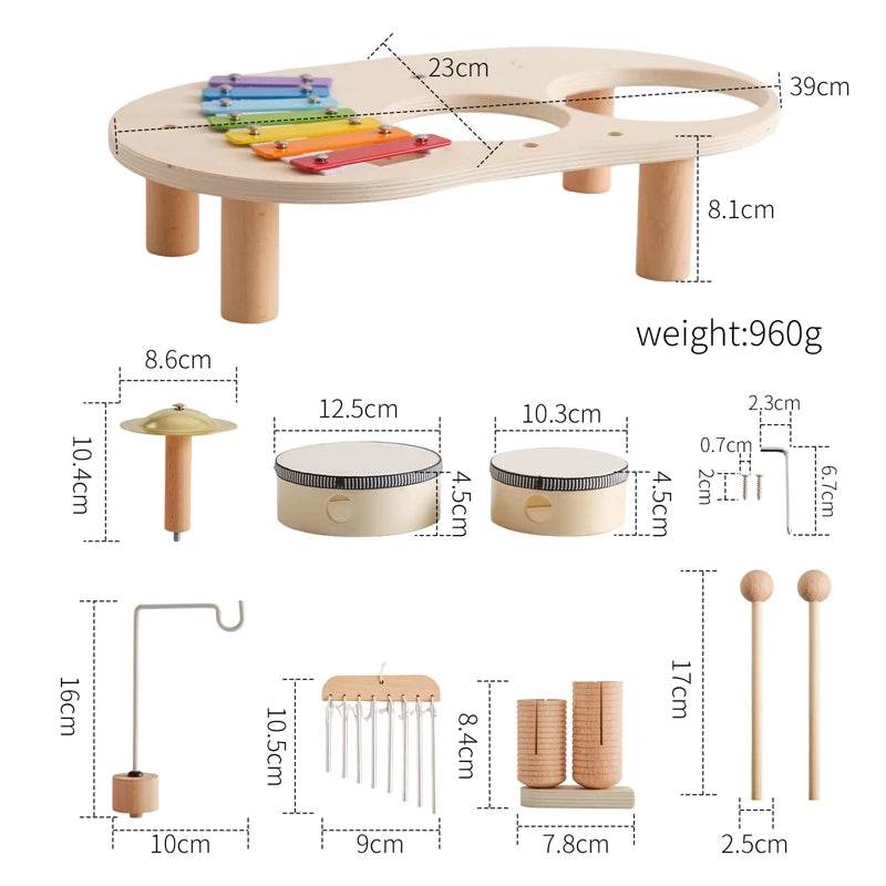Baby Educational Toys Wooden Aeolian Bells Montessori Musical Toys Xylophone Newborn Birthday Gifts Music Table Toys - ToylandEU