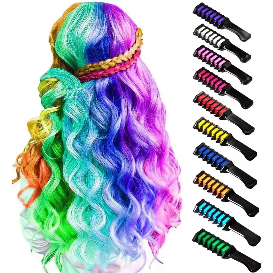 10PCS Children Multi Color Hair Dye Comb Set Fashion Makeup Toy Kits Disposable Hair Dyeing Comb Toys For Girl Paint Hair - ToylandEU