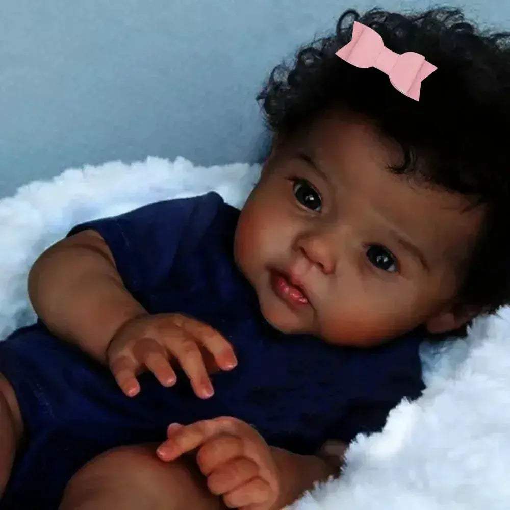 African American Reborn Doll Rooted Hair 20 Inch Handmade Gift - ToylandEU