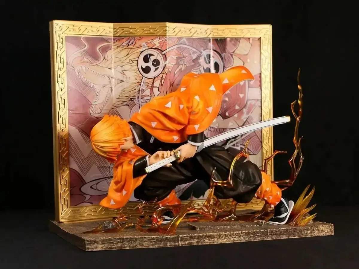 Agatsuma Zenitsu Anime Figurines, Demon Slayer Action Figures PVC Model Collection 24cm - ToylandEU