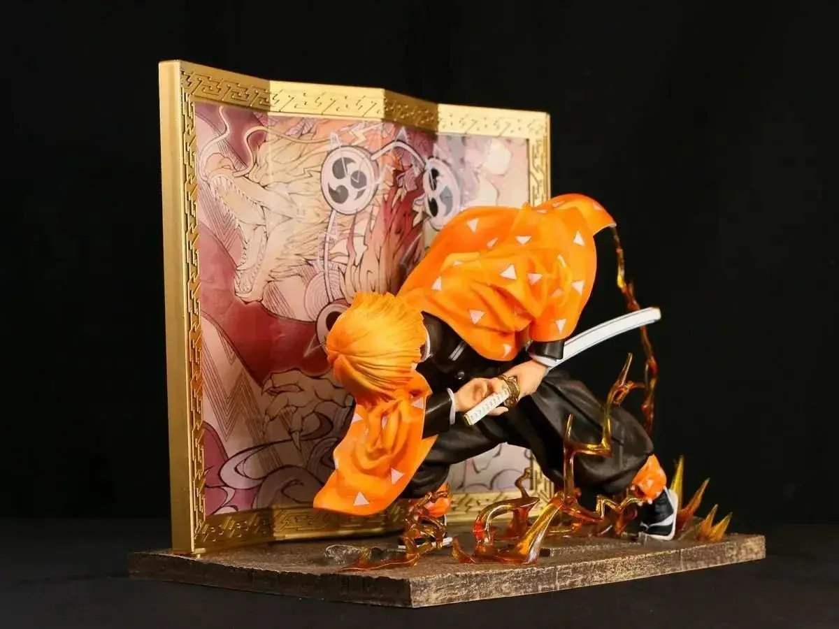 Agatsuma Zenitsu Anime Figurines, Demon Slayer Action Figures PVC Model Collection 24cm - ToylandEU