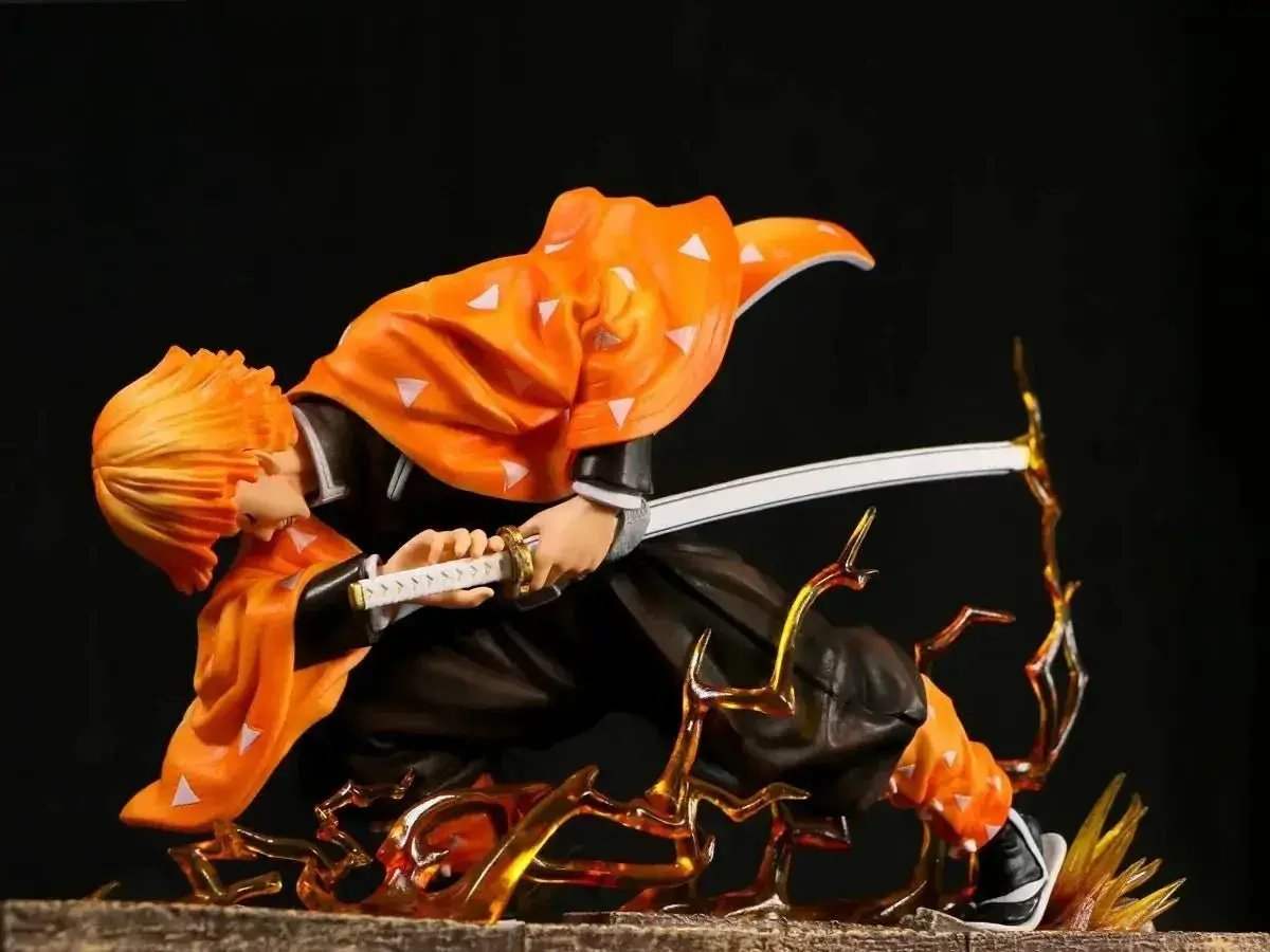 Agatsuma Zenitsu Anime Figurines, Demon Slayer Action Figures PVC Model Collection 24cm - ToylandEU