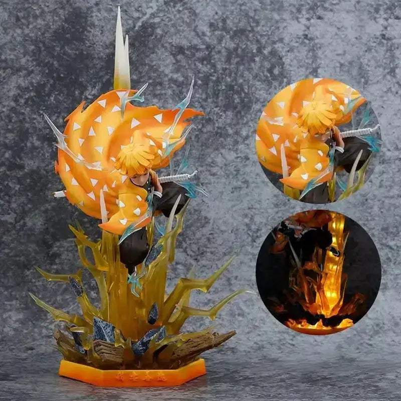 Agatsuma Zenitsu LED Anime Figure, Demon Slayer Action Figurines PVC Statue 35 CM - ToylandEU