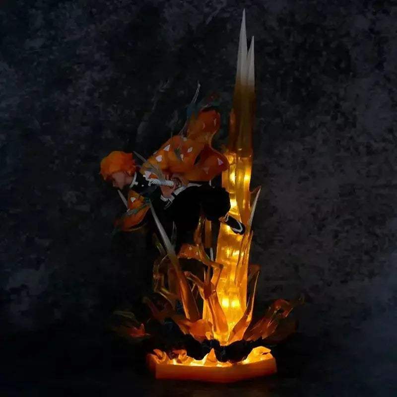 Agatsuma Zenitsu LED Anime Figure, Demon Slayer Action Figurines PVC Statue 35 CM - ToylandEU