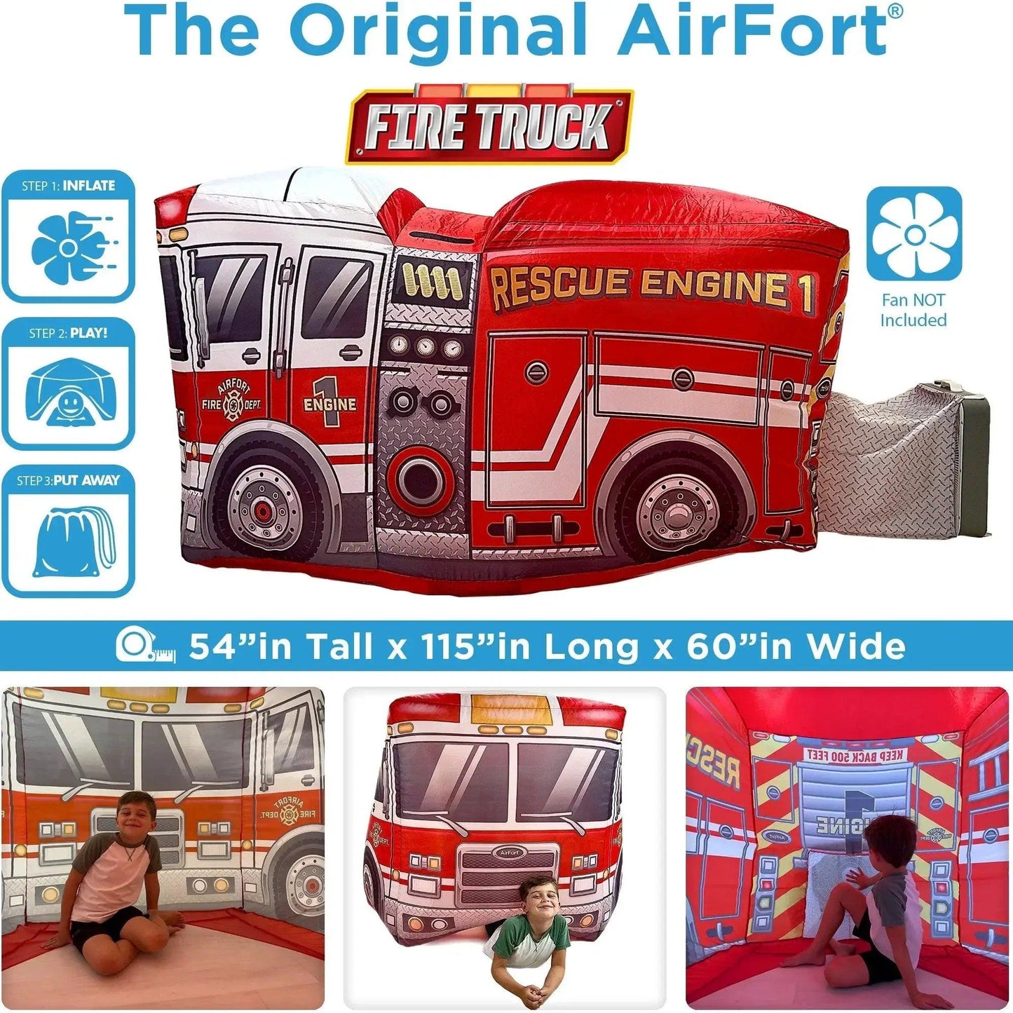  AirFort Firetruck Inflatable Play Tent Easy Setup For Kids -  ToylandEU™