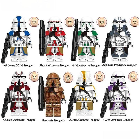 Airborne Clone troopers Set of 8 | Lego Star Wars Minifigures Custom Toys - Minifigure Toys